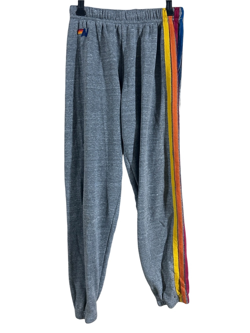 Aviator Nation Gray Sweatpants with Rainbow Side Stripes